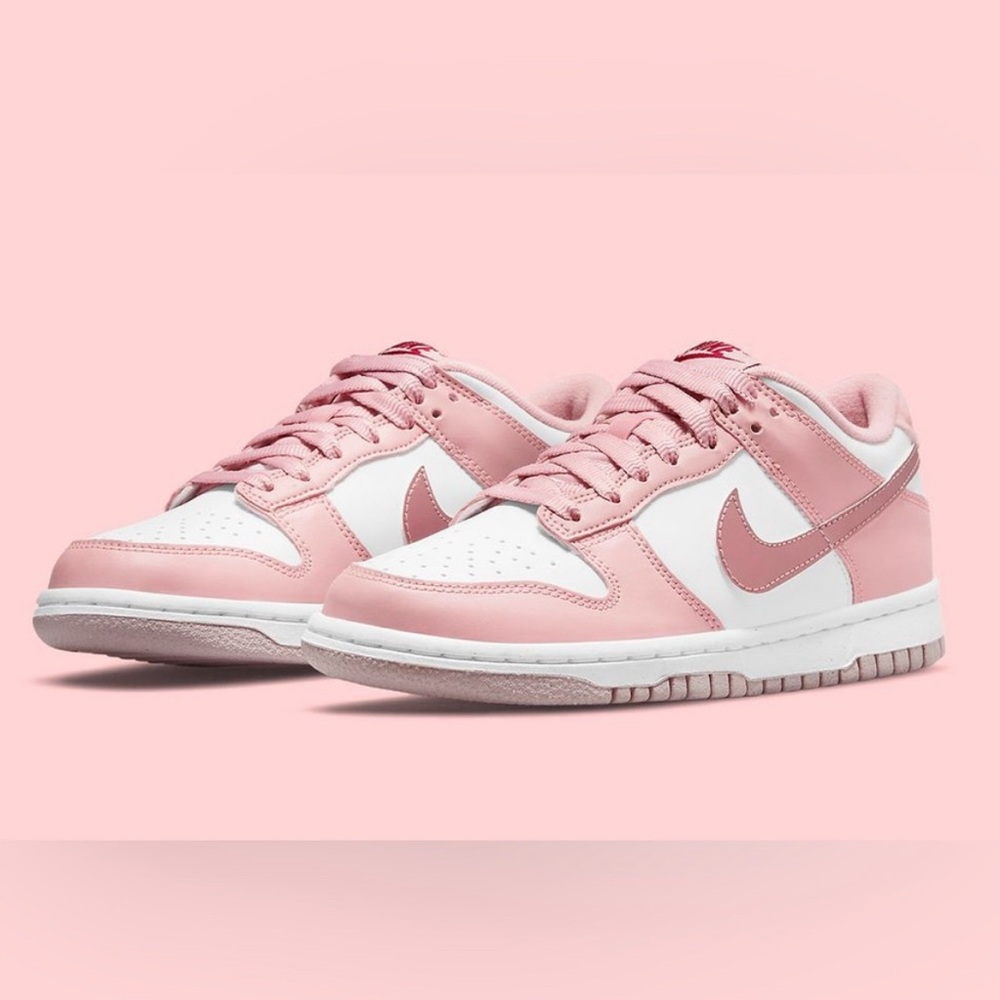 Nike Pink and White Dunk Low Sneakers